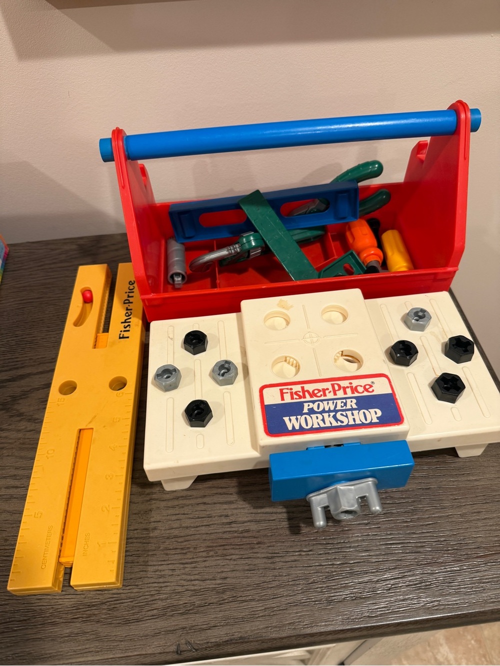 Vintage 1986 Fisher Price Power Workshop #2008 Toolbox and Tools - Incomplete